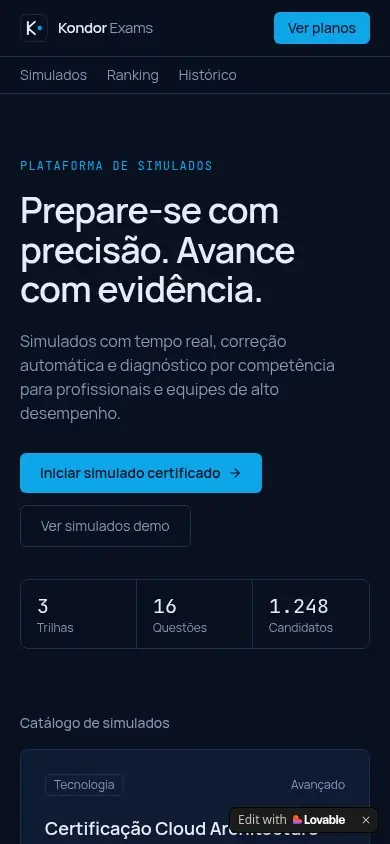 Detalhe 3 do projeto Kondor Exams