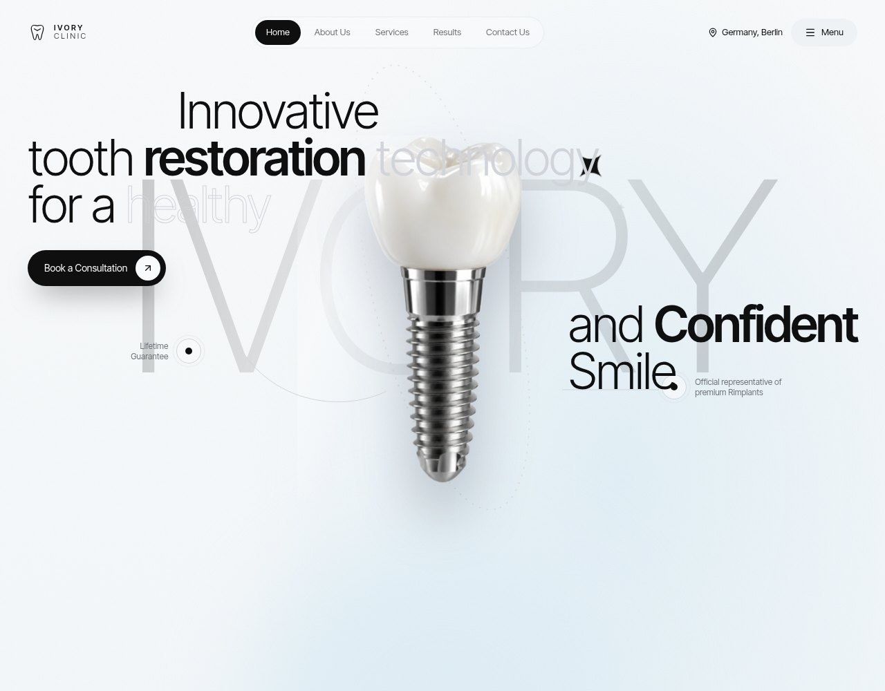Tela do projeto Ivory Clinic Glow