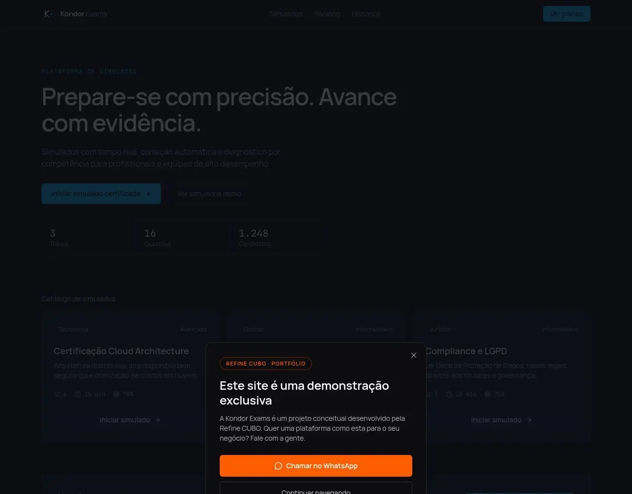 Detalhe 5 do projeto Kondor Exams