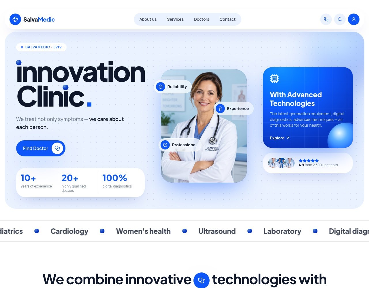 Tela do projeto SalvaMedic Innovation Clinic