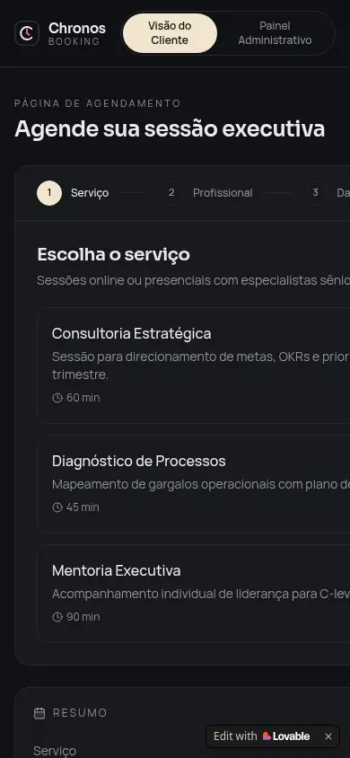 Detalhe 1 do projeto Chronos Booking