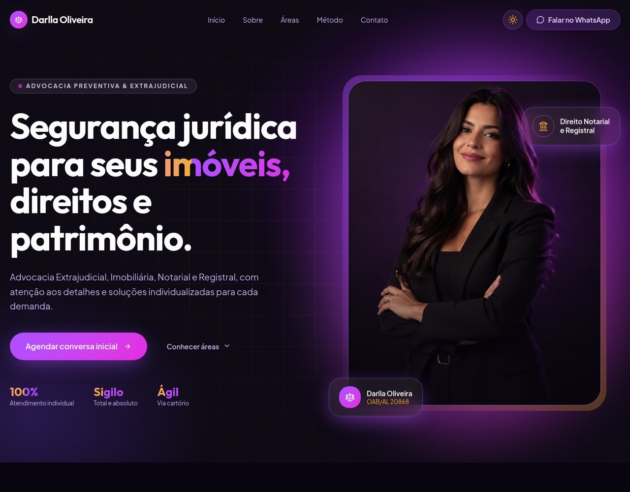 Tela do projeto Darlla Imobiliário Notarial