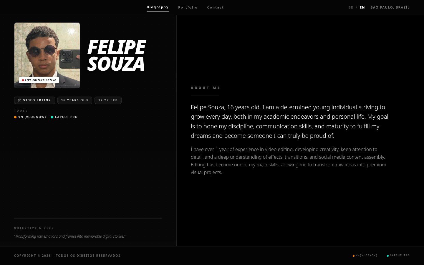 Refine Cubo - Portfólio de editor que vende com vídeo curto, projeto do portfólio