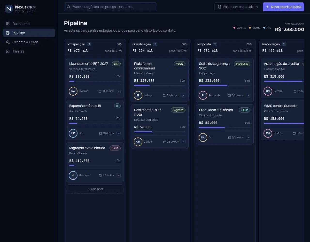 Detalhe 1 do projeto Nexus CRM