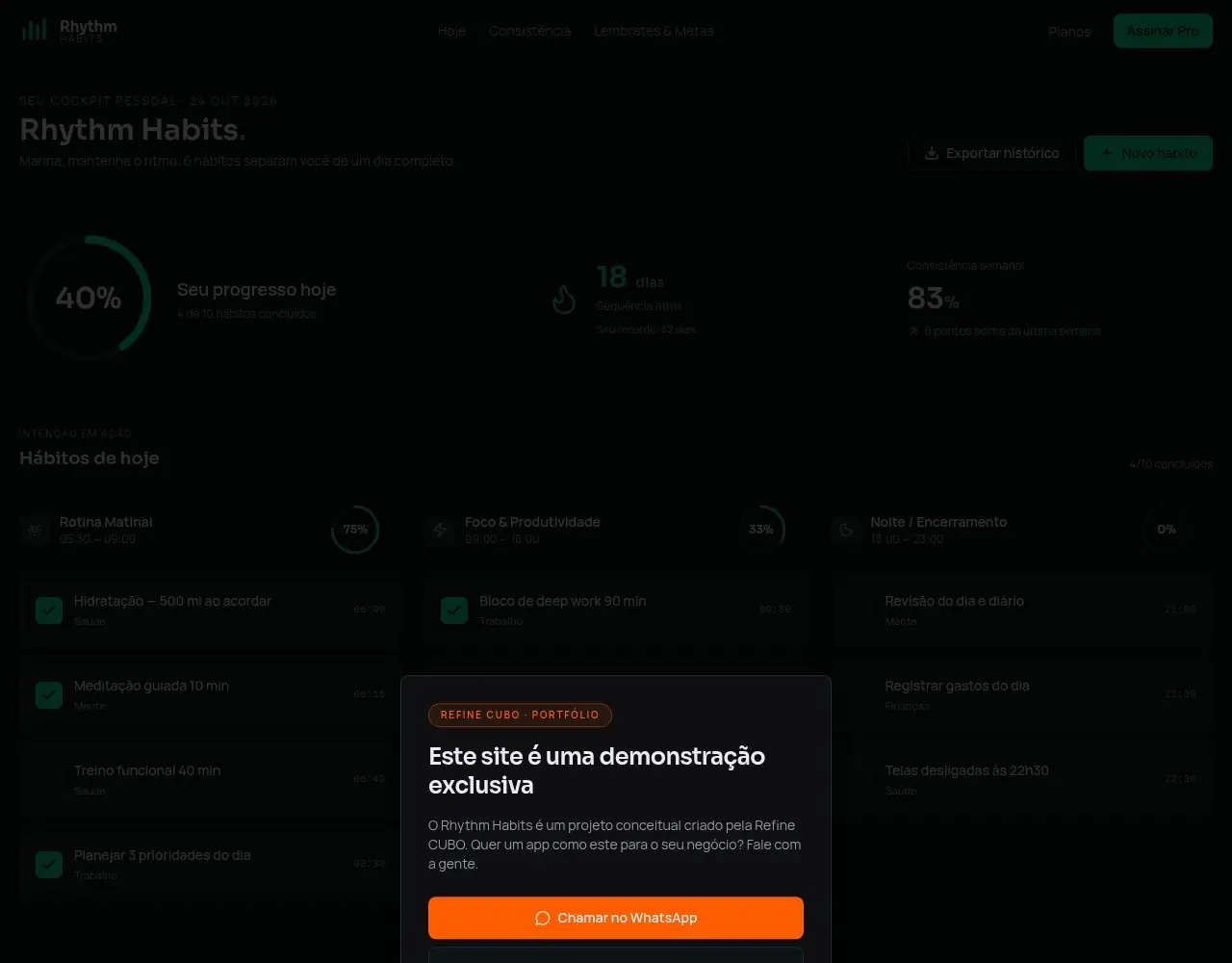 Detalhe 3 do projeto Rhythm Habits